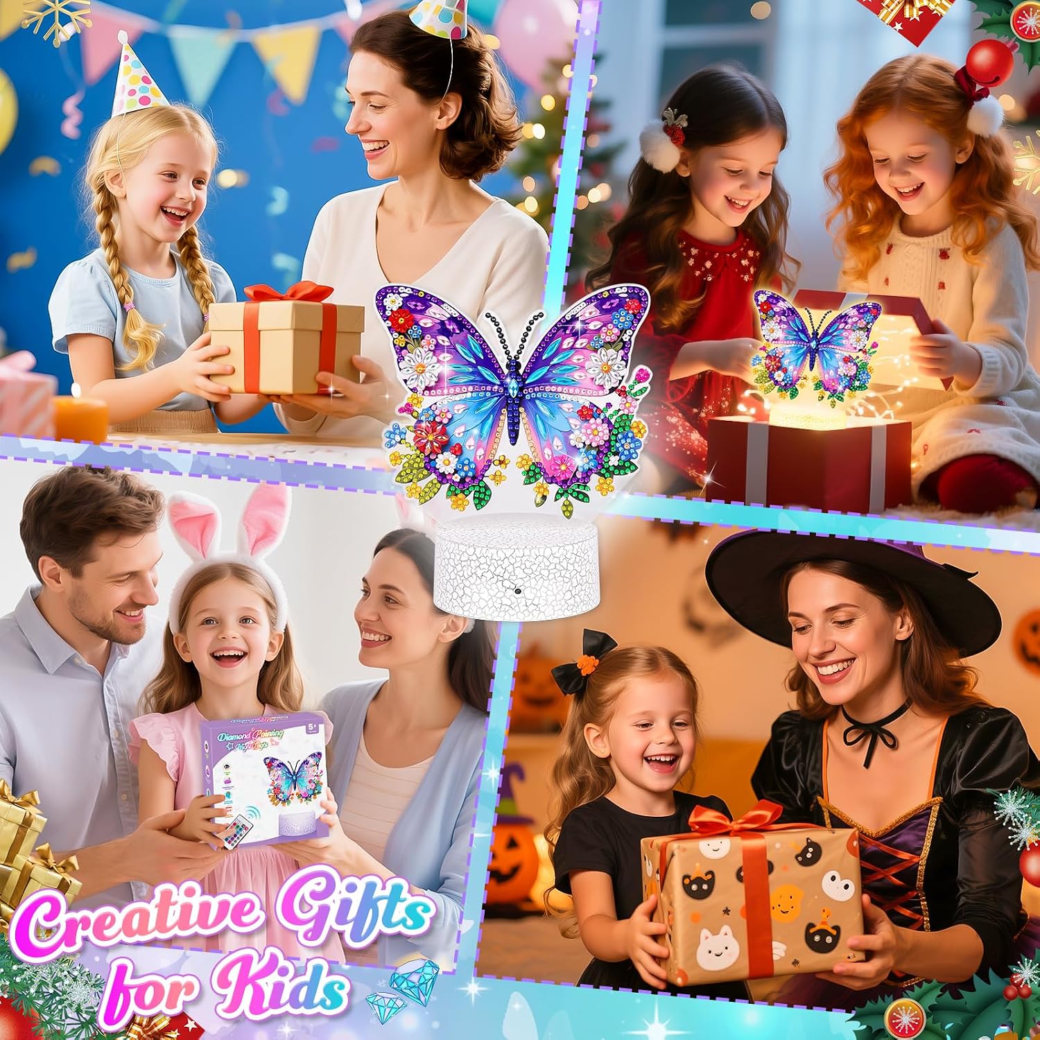 Thumbnail 6 de Girls Butterfly Diamond Painting Night Light Craft Kit (Age 5–12) with Touch & Remote Control