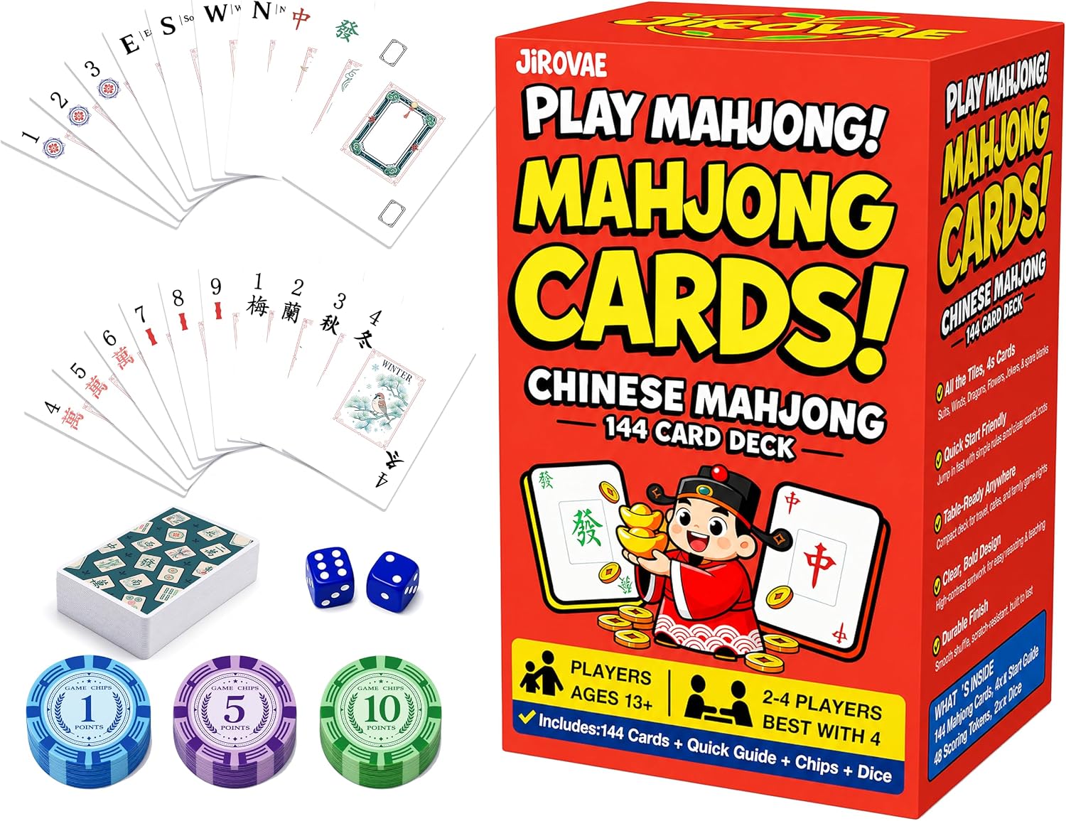 Detalle de Jirovae Mahjong Card Set, 144 Cards