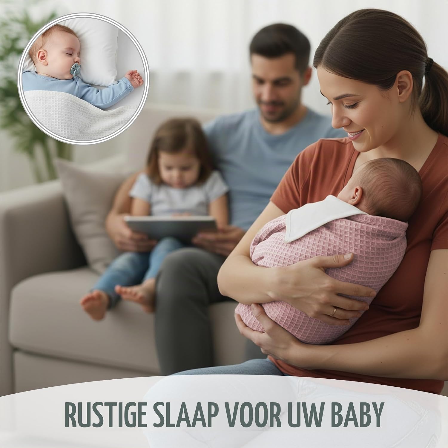 Detalle de Totsy Baby wafeldeken 100x150 cm van katoen, ademend en hemelsblauw