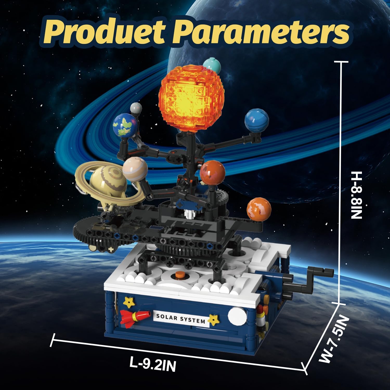 Detalle 2 de PENGBU RC T5002 zonnestelsel-bouwset met licht, draaibare planeten, 775 stukken