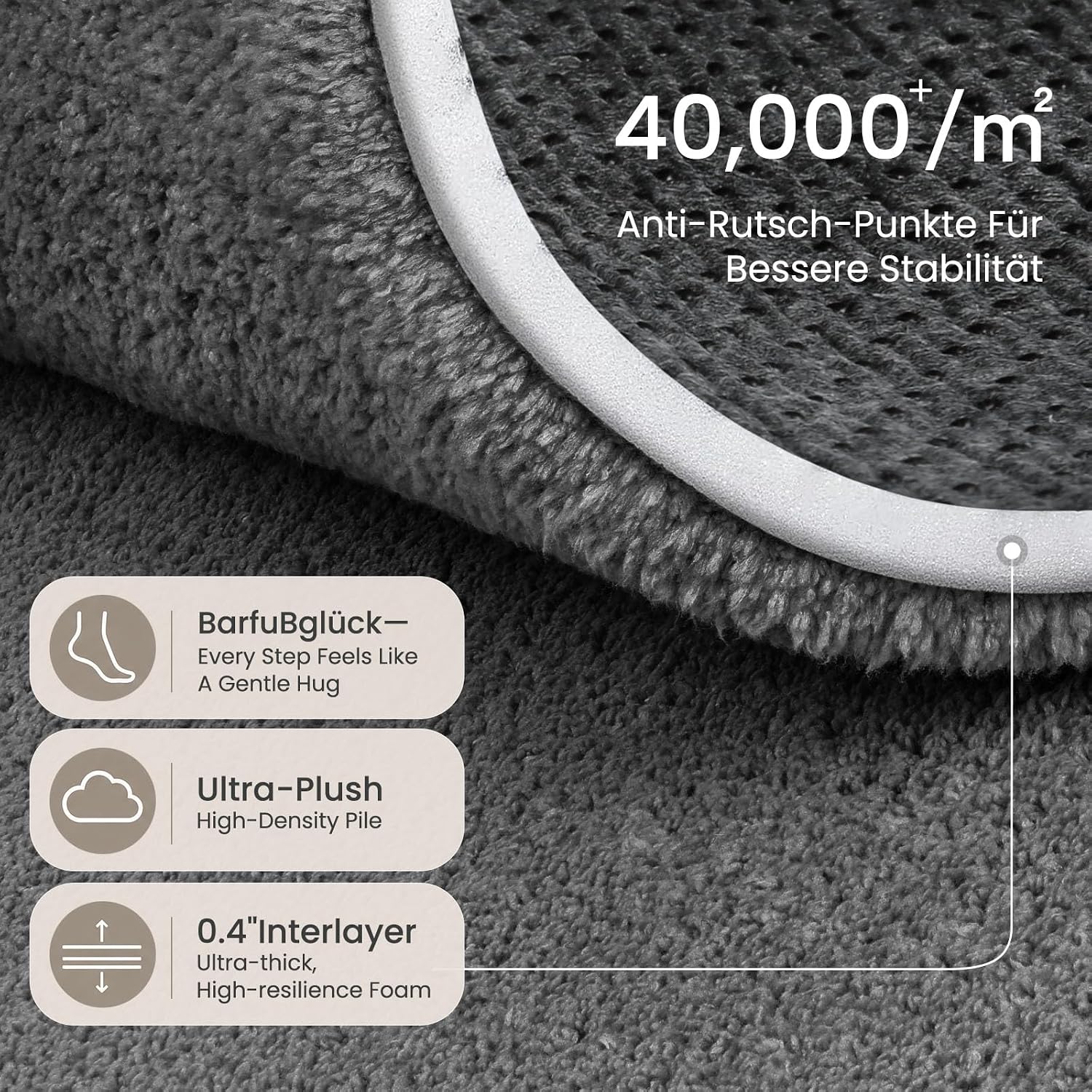 Detalle 2 de Sour Lemon Teppich Wohnzimmer 200x300 – Flauschiger Kurzflor, waschbar, rutschfest