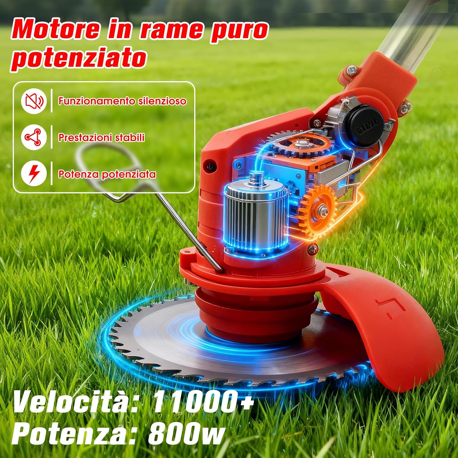 Thumbnail 2 de OUTIGO Decespugliatore a batteria con 2 batterie e 4 lame – versatilità per prato e cespugli
