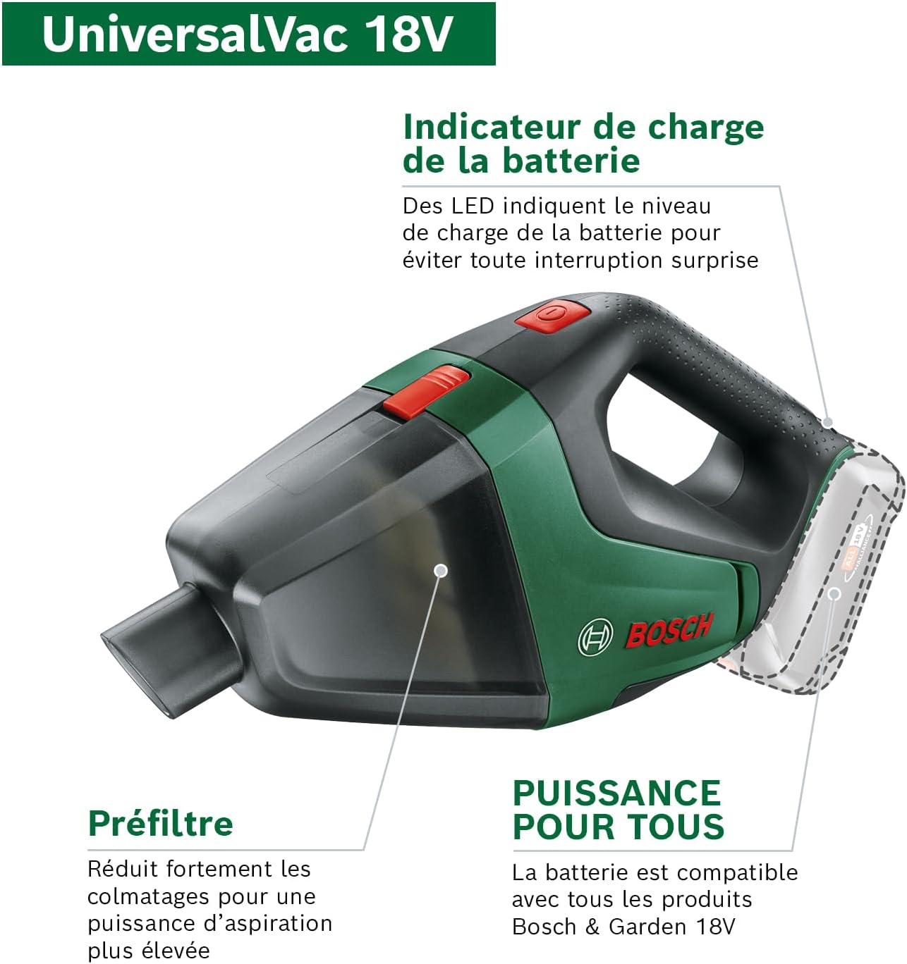Thumbnail 1 de Bosch UniversalVac aspirateur sans fil 2,5 Ah 🧹