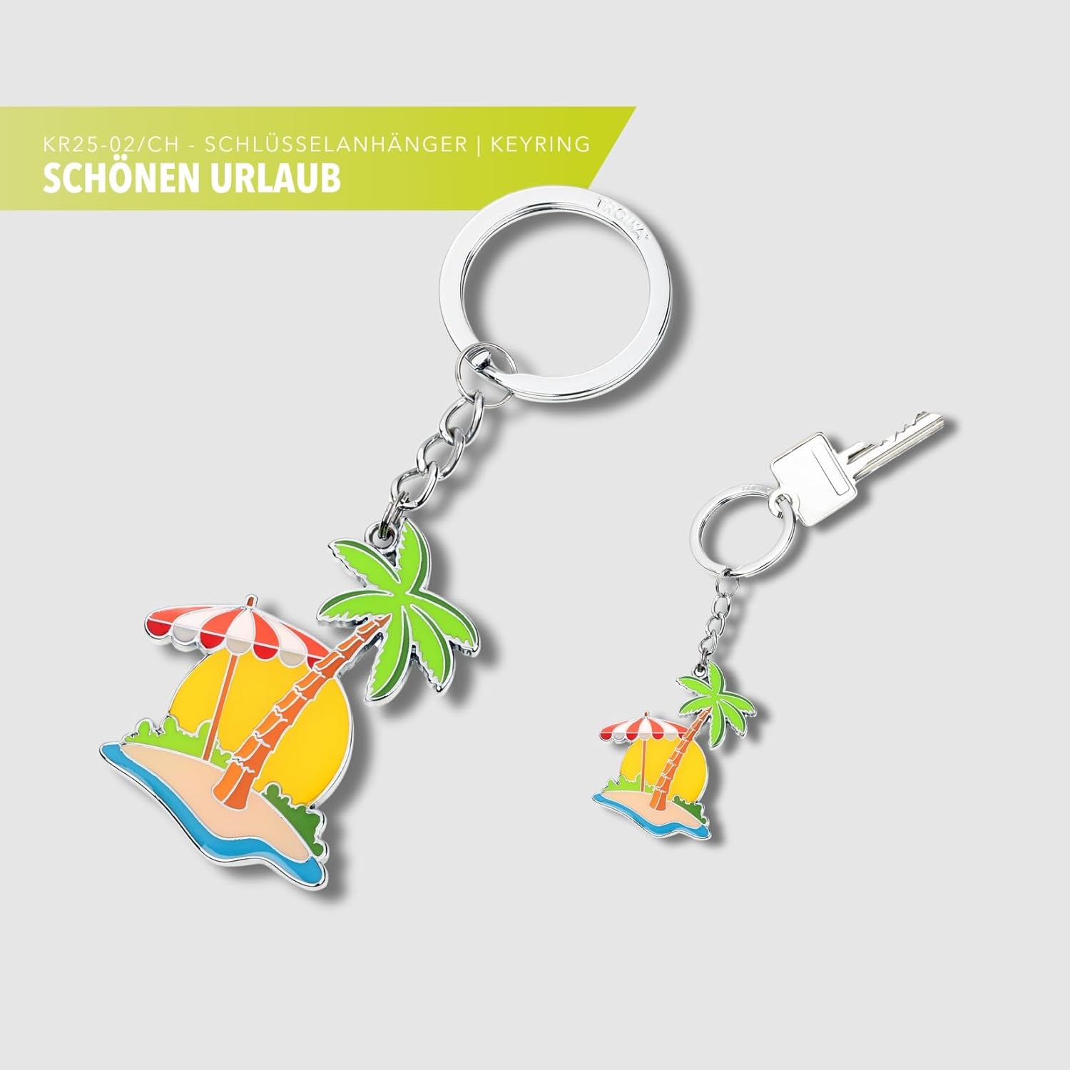 Detalle de TROIKA Schlüsselanhänger Urlaub (Insel mit Palme) – SCHÖNEN URLAUB