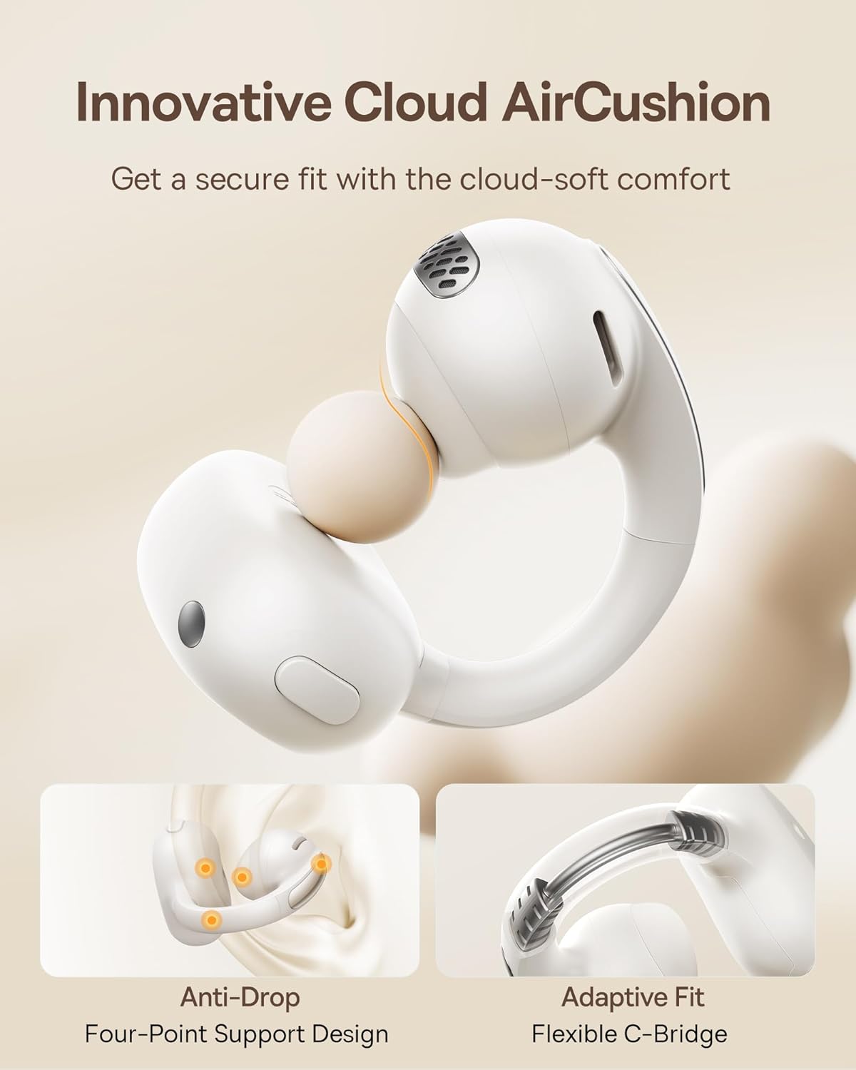 Thumbnail 2 de Baseus Bowie MC1 Open-Ear Clip-On Earbuds with Anti-Drop Design (White)