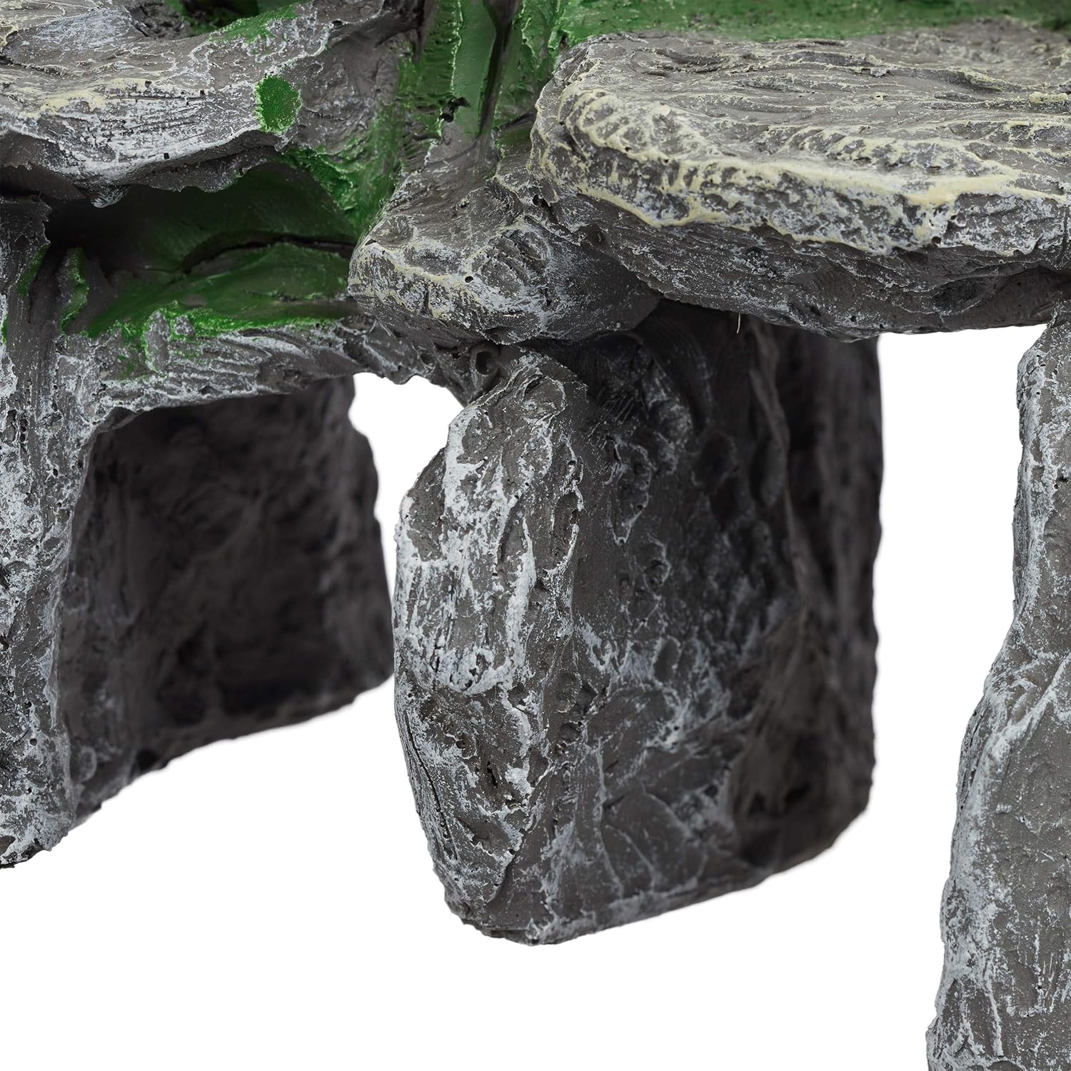 Thumbnail 6 de Relaxdays déco d’Aquarium : rocher avec grotte en pierre grise et mousse verte (21 cm)