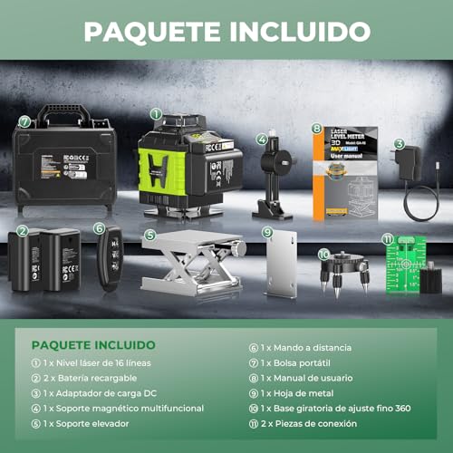 Thumbnail 6 de Tdyon Nivel Láser Verde 360, 16 líneas