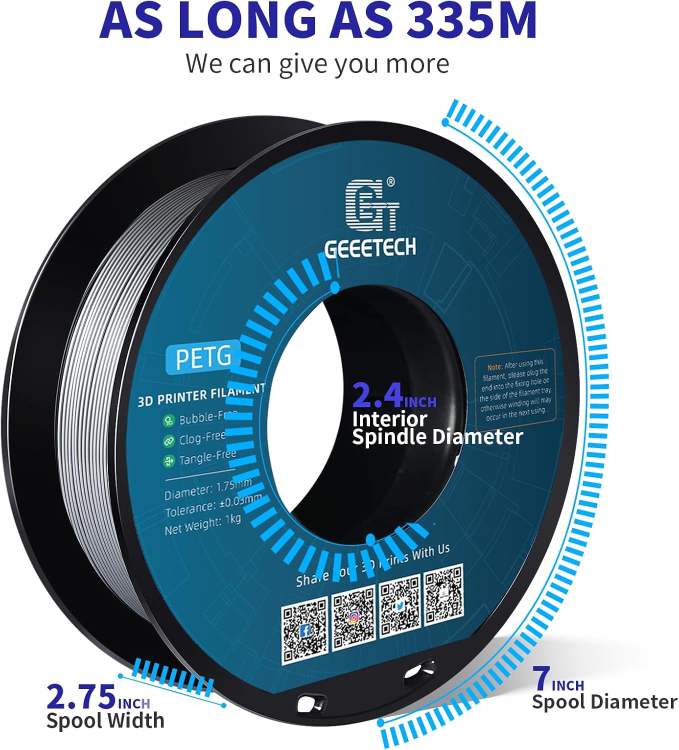 Thumbnail 1 de GEEETECH PETG Filament 1,75 mm (1 kg) grau mit Maßgenauigkeit ± 0,02 mm für FDM-Drucker