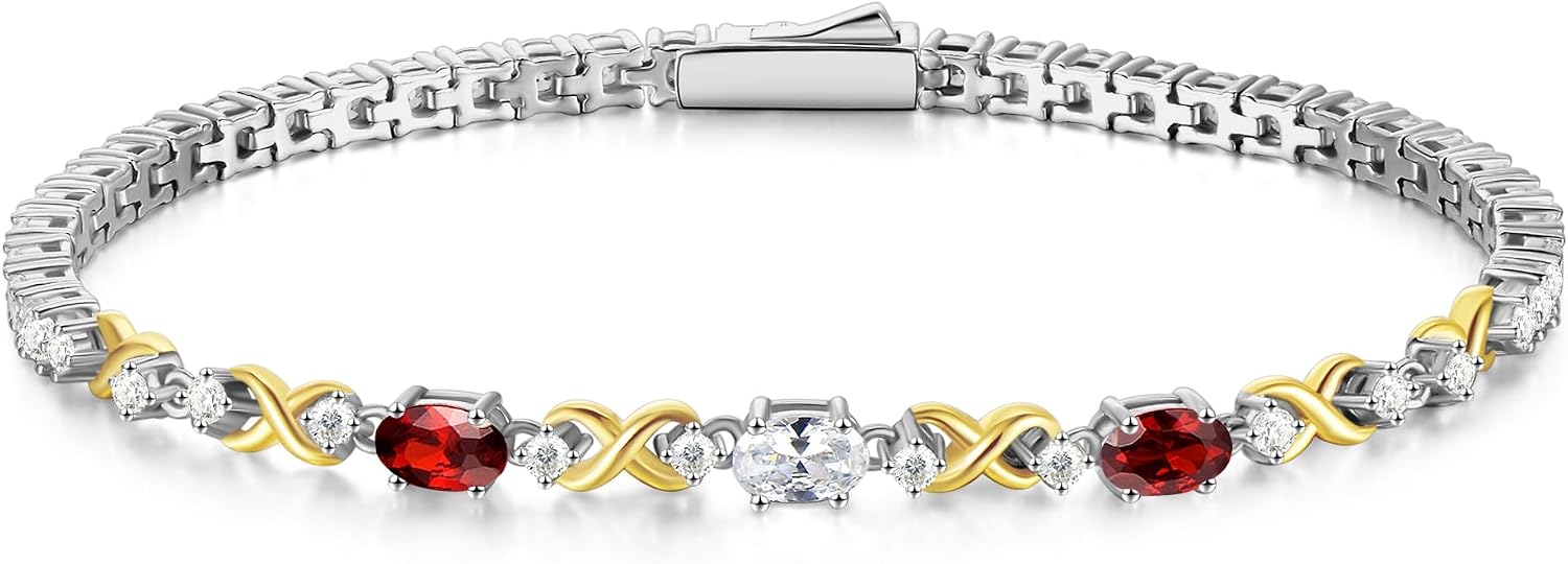 Thumbnail 4 de FANCIME Silber Tennisarmband für Damen (925 Sterling Silber) mit doppeltem Geburtsstein & Infinity-Look, 18,7 cm