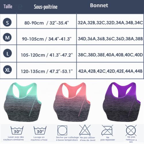 Detalle de Sykooria Brassière Sport Femme – Brassière Yoga avec coussinets et élasthanne, Noir S