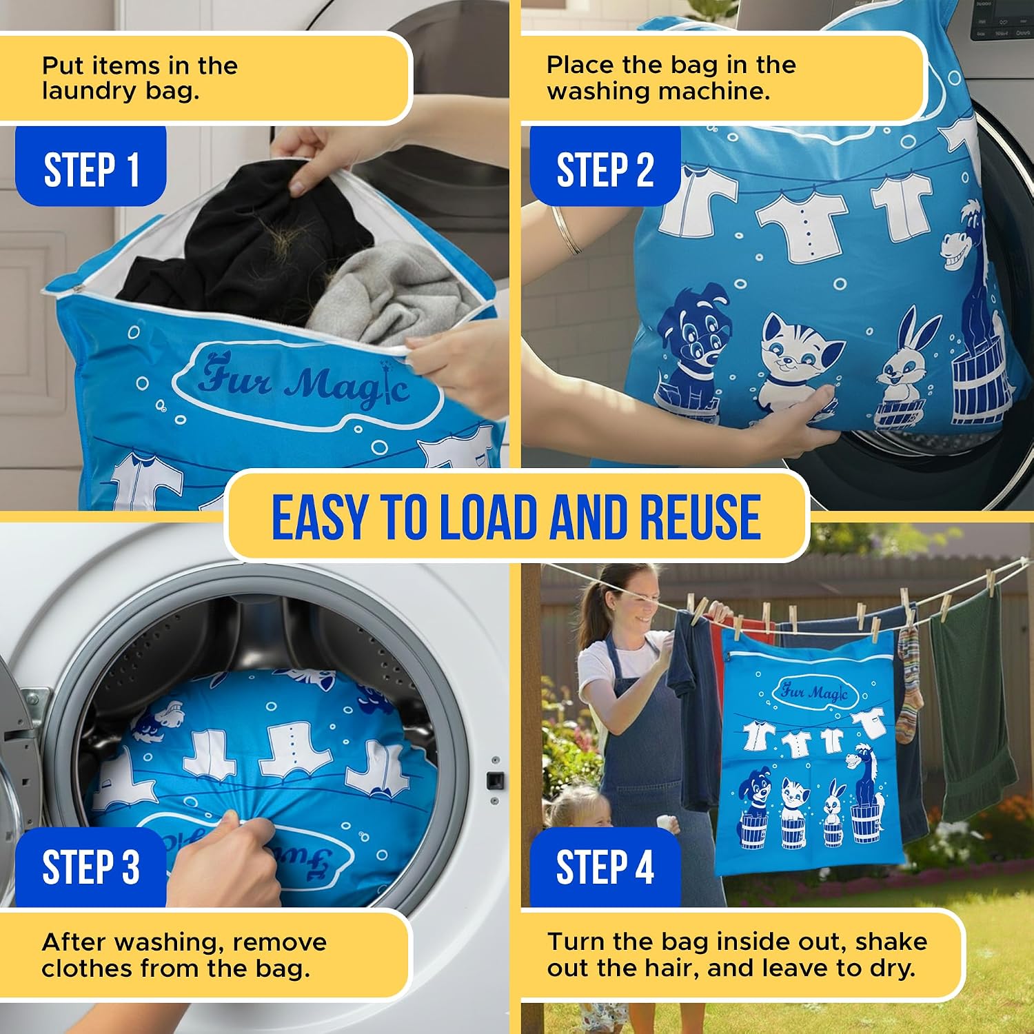 Thumbnail 2 de Fur Magic pet laundry hair catcher bag (large, reusable, limited edition)