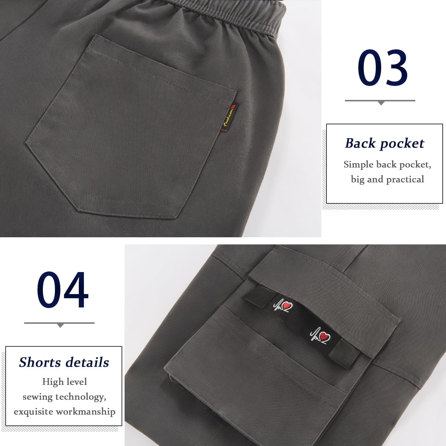 Detalle de APTRO DE000603-P Men's Cargo Shorts, 100% Cotton, Relaxed Fit