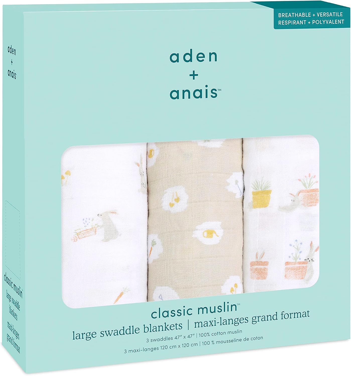 Thumbnail 6 de aden + anais ASWC30007J おくるみ 3枚セット モスリンコットン・寅柄 120×120cm