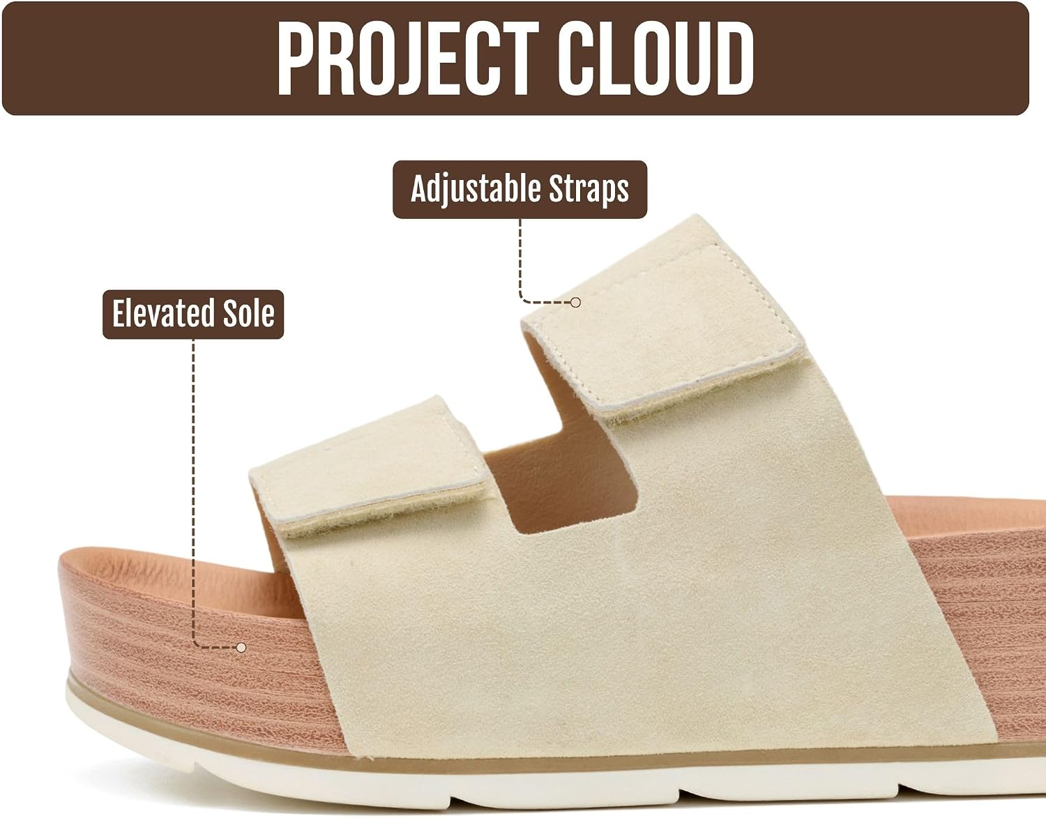 Detalle de Project Cloud 100% Genuine Leather Platform Sandals for Women