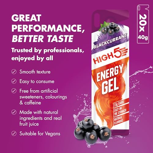 Thumbnail 3 de HIGH5 Energy Gels: Blackcurrant 20×40g – On-the-go fuel for runners and athletes