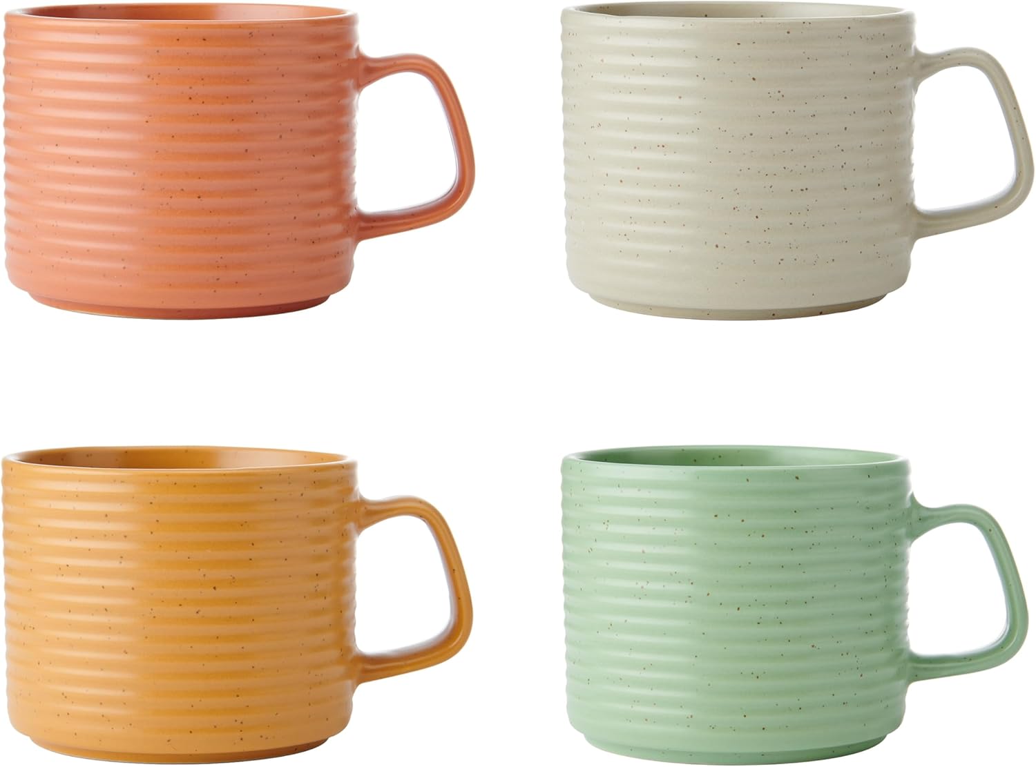 Detalle de KitchenCraft Idilica: set di 4 tazze impilabili in gres, multicolore, 400 ml