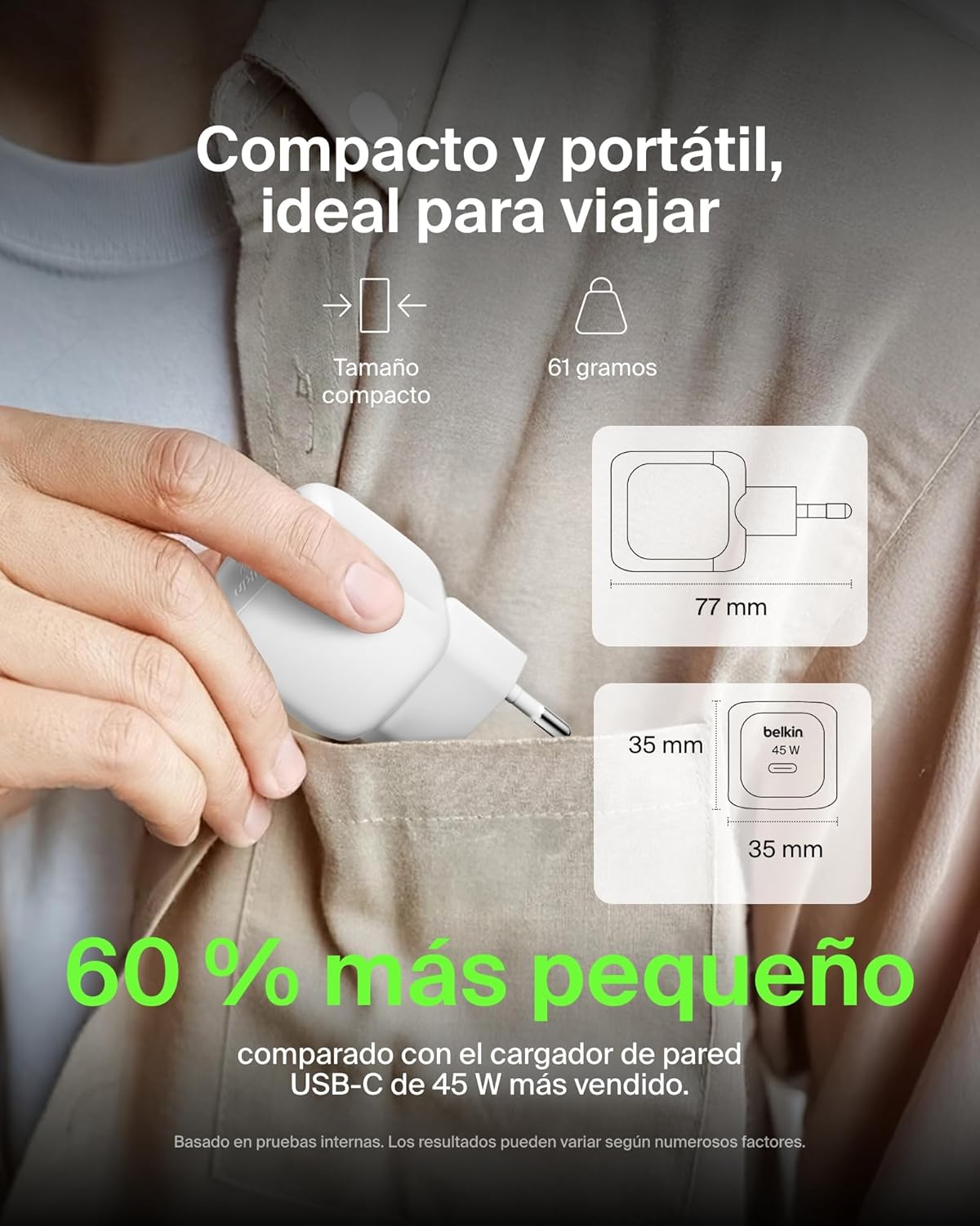 Thumbnail 2 de Belkin Cargador Compacto 45W USB-C Power Delivery ⚡