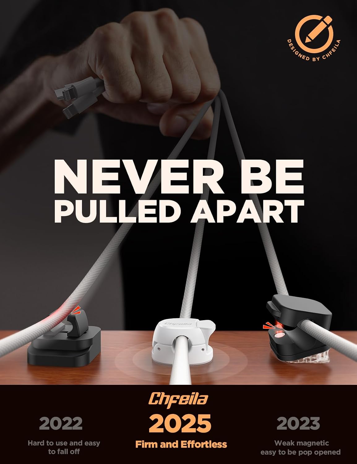 Thumbnail 1 de Chfeila Cable Tidy Clips, 8Pack [Dual Spring & Clasp, Max Secure] Cable Organiser, Desk Cable Management, Adhesive Phone Charging Wire Holder for Nightstand/Car/Wall, Home, Office Accessories - White