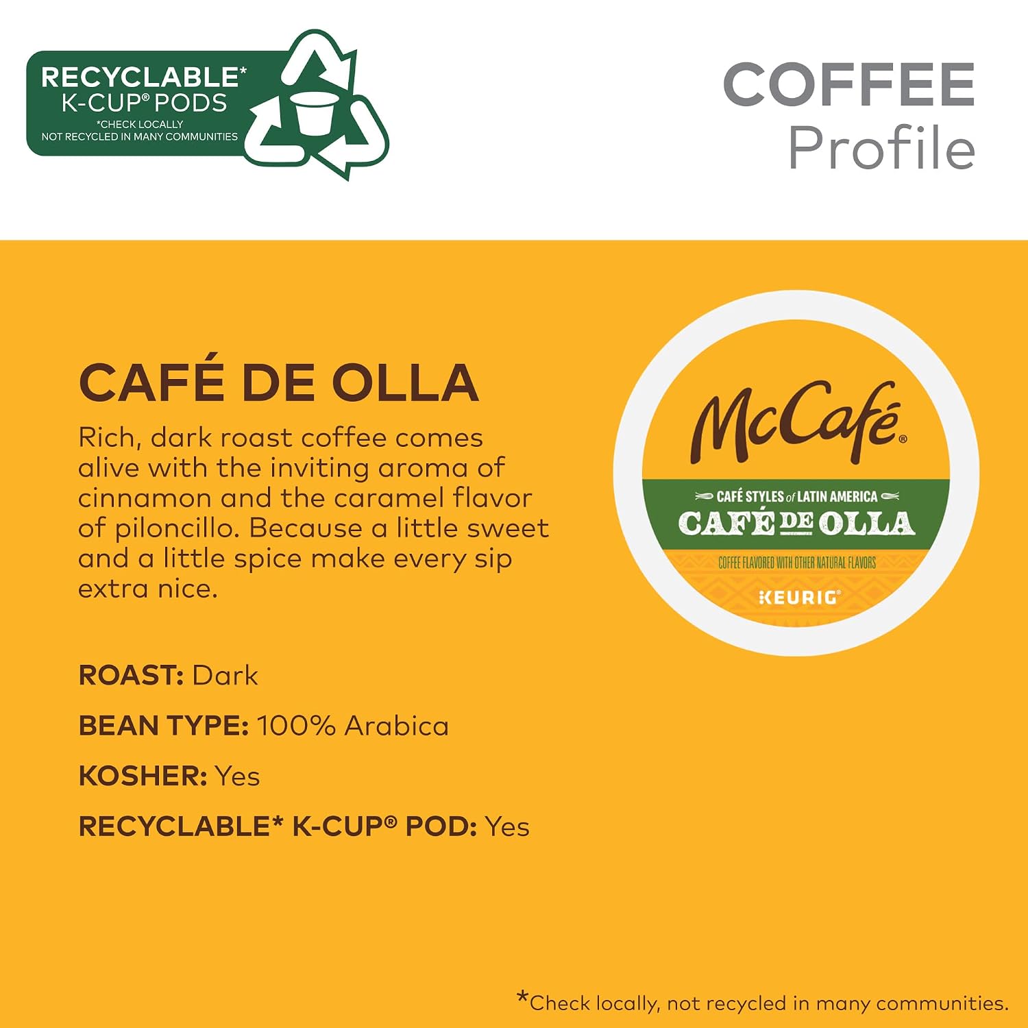 Detalle de McCafe Cafe de Olla K-Cup Coffee Pods, Dark Roast, 60 Count