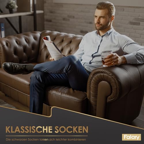 Detalle de FALARY Herrensocken 47-50 – 12 Paar Schwarze Baumwoll-Sportsocken, atmungsaktiv und antibakteriell