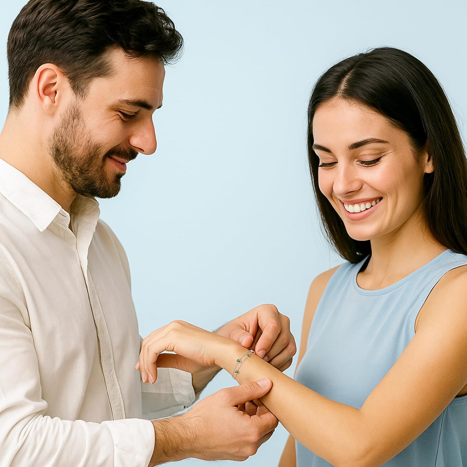 Thumbnail 4 de Bracciale in argento 925 Tusuzik a forma di cuore doppio con pietra e zirconi, regolabile