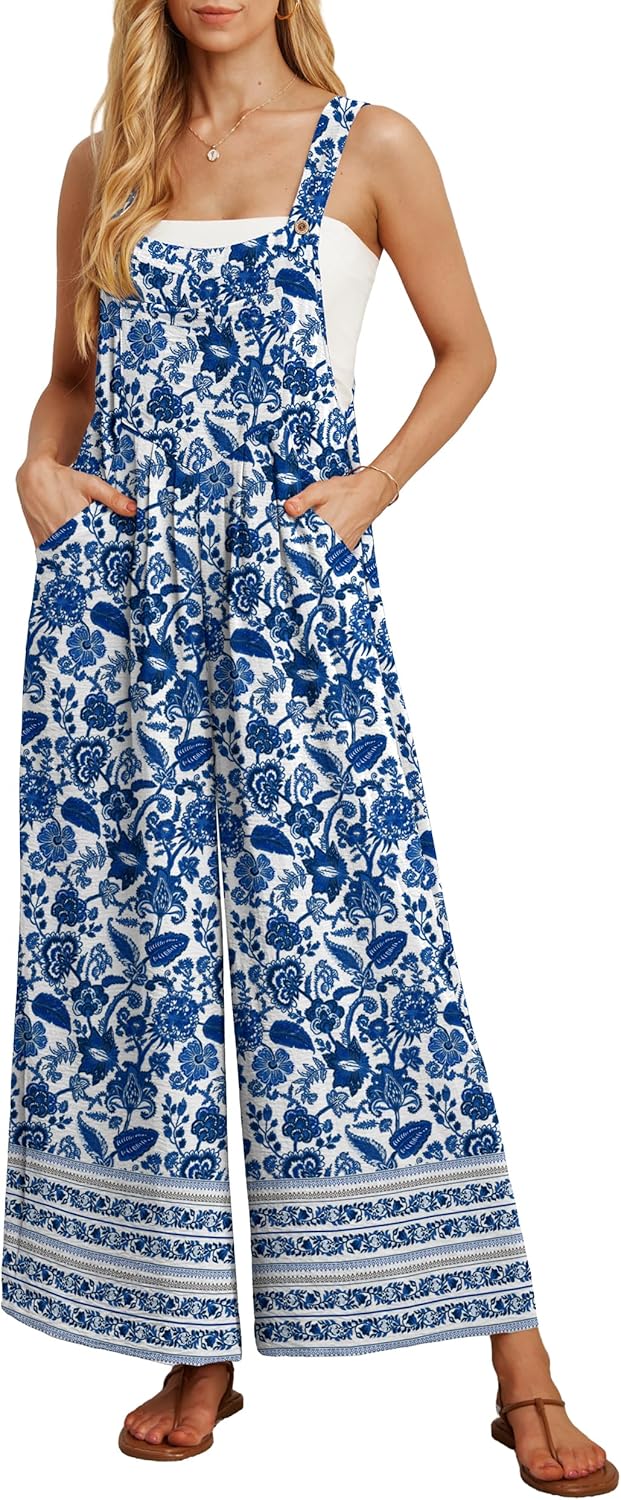 Thumbnail 5 de IWOLLENCE Women's Summer Jumpsuits Boho Wide Leg Overalls with Pockets
