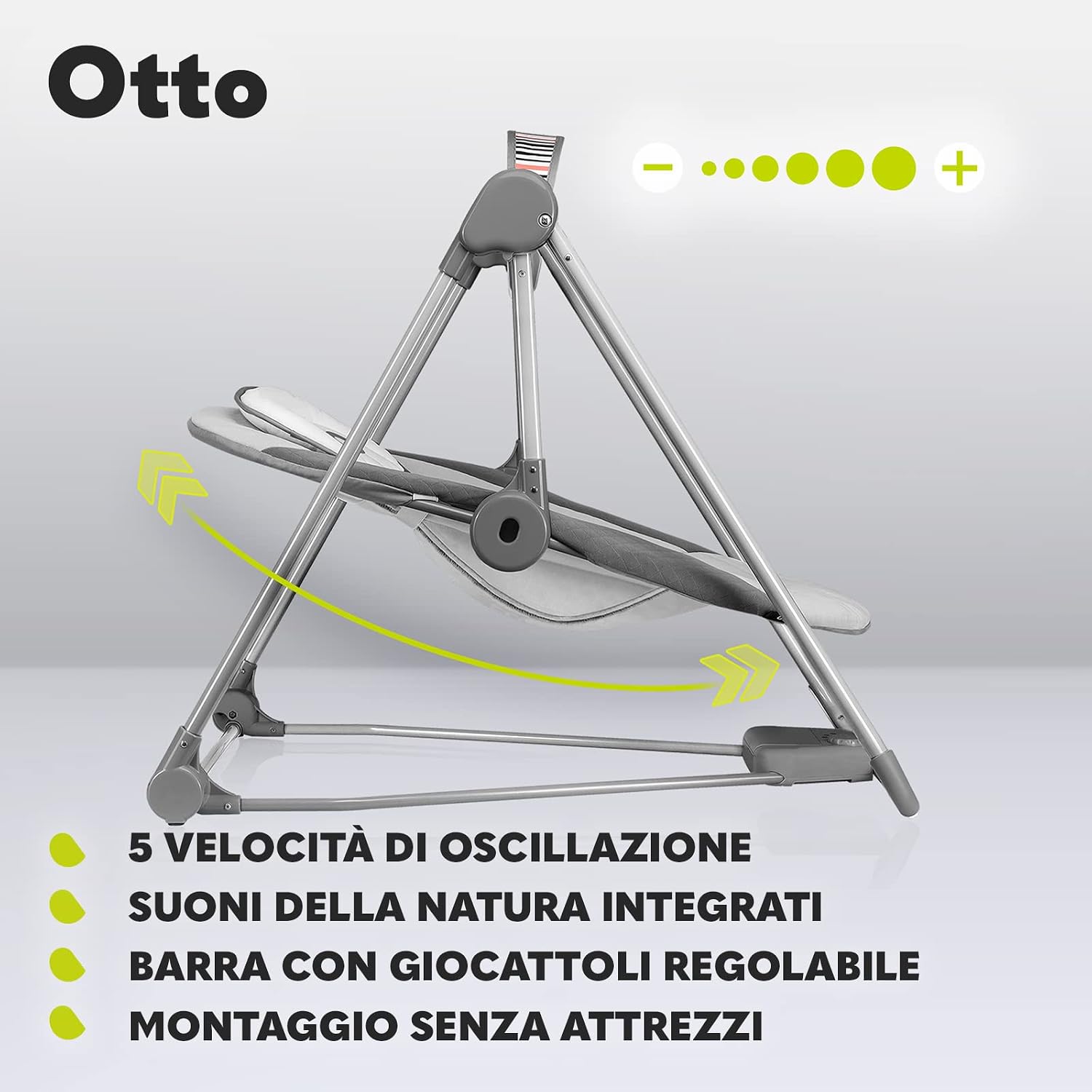 Thumbnail 2 de Lionelo Otto: Dondolo per Neonati e Bambini fino a 9 kg, con 4 Suoni Naturali, 5 Velocità, Cinture a 5 Punti e Posabilità Portatile