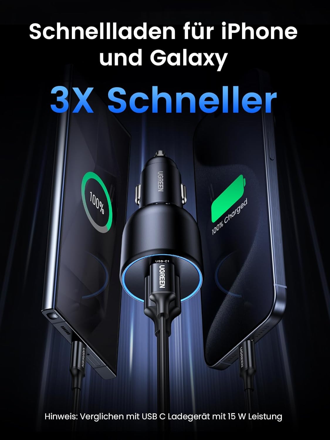 Thumbnail 3 de UGREEN 130W USB C Autoladegerät 3‑Port