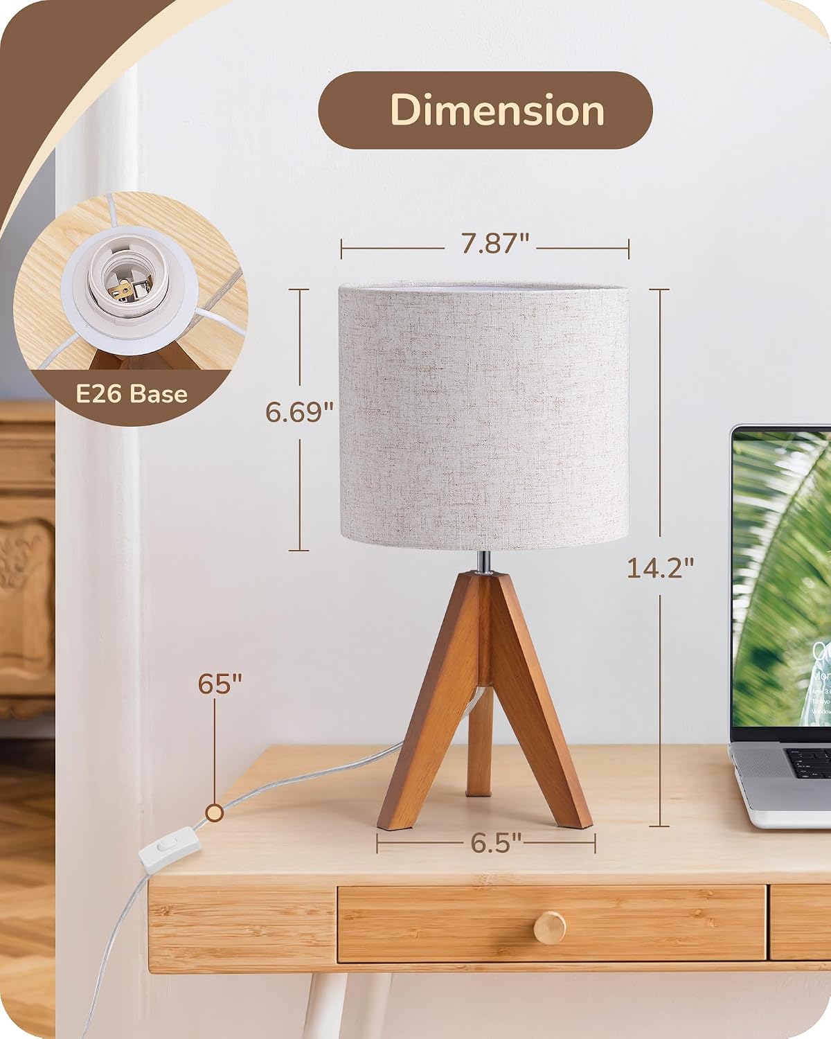 Thumbnail 4 de EDISHINE Tripod Table Lamp 14.2 in