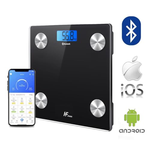 Detalle 2 de HomeFashion HFitness báscula digital de baño con app y análisis corporal (19 indicadores), negra