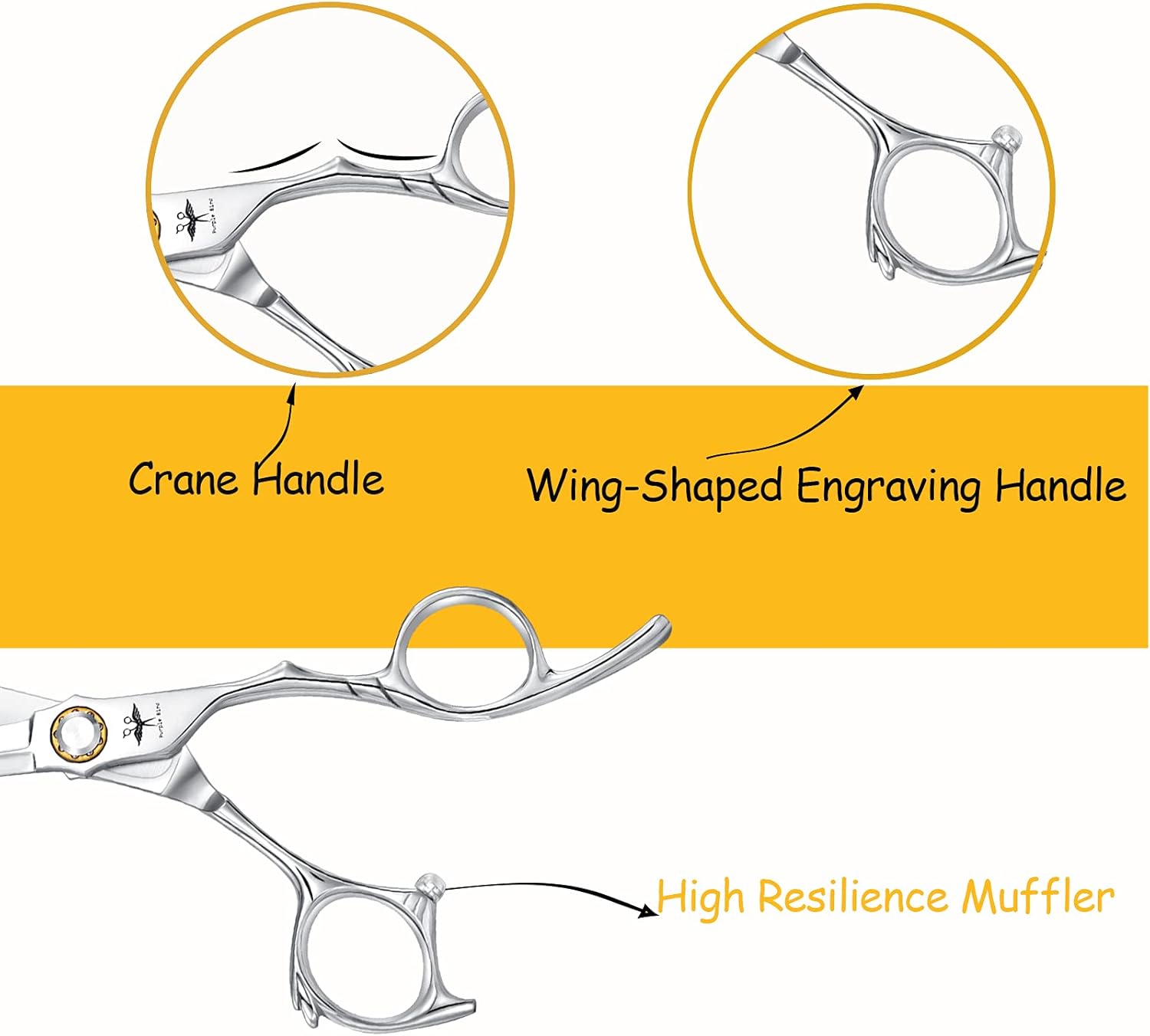 Detalle 2 de PURPLEBIRD Professional Hairdressing Scissors (6 inch) Japanese 440C Stainless Steel