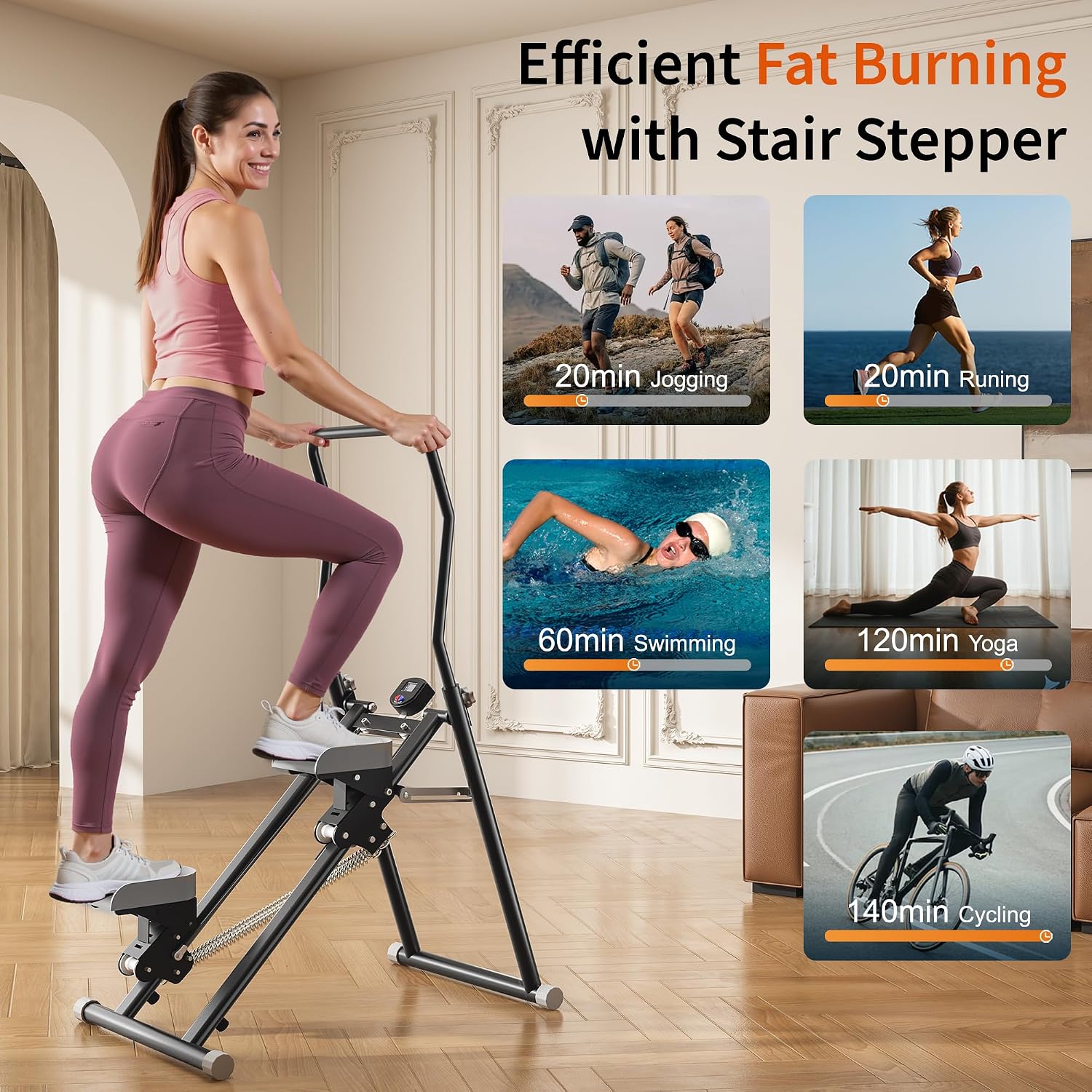 Detalle de MOMODA Md-st100 Folding Vertical Climber Stair Stepper with Adjustable Resistance