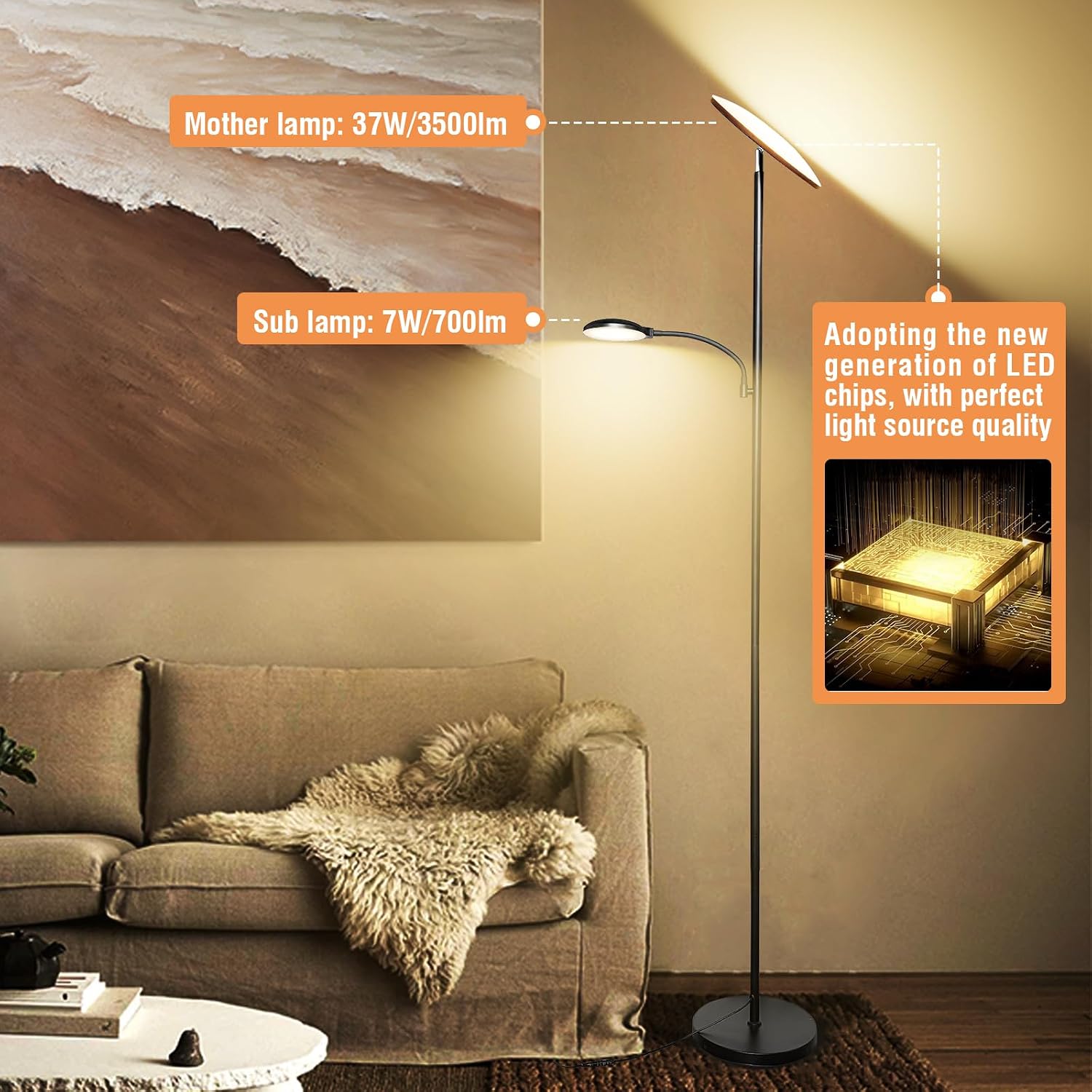 Detalle 2 de marctronic LED Stehlampe 42W dimmbar – 175 cm Höhe