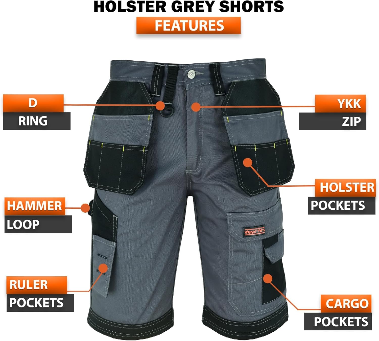 Thumbnail 1 de WrightFits Men Holster Work Shorts – Heavy Duty Cargo Shorts for Builders