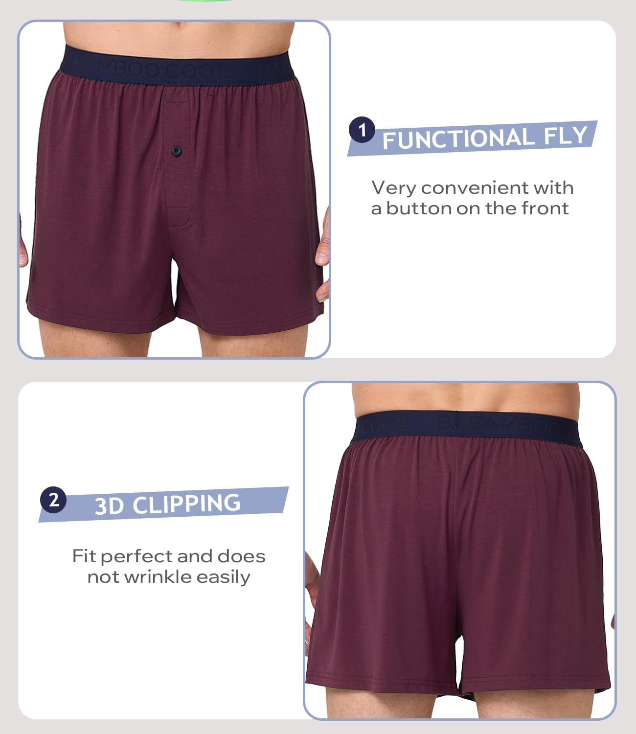 Detalle 2 de BAMBOO COOL Men's Boxer Shorts 4-Pack