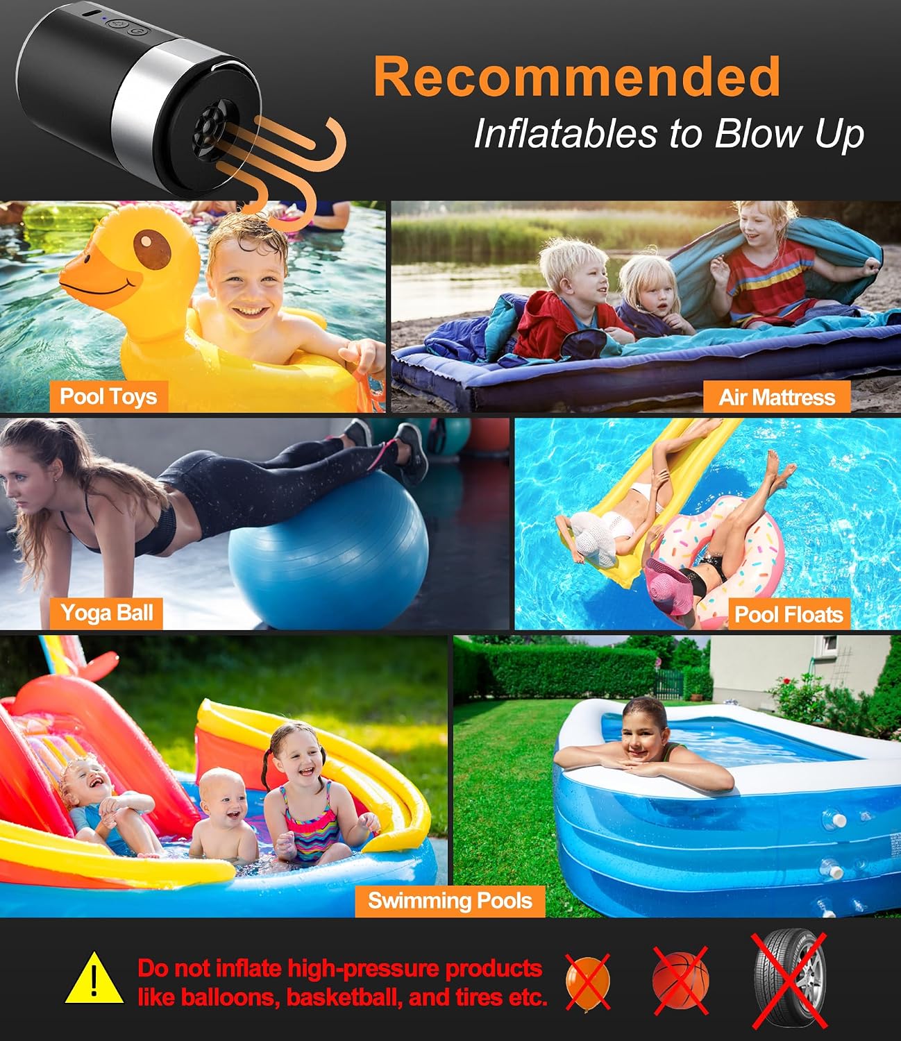 Thumbnail 3 de Electric Pump for Inflatables by BEAUTYOVO: 3-in-1 Cordless Mini Pump with Light and Carry Bag