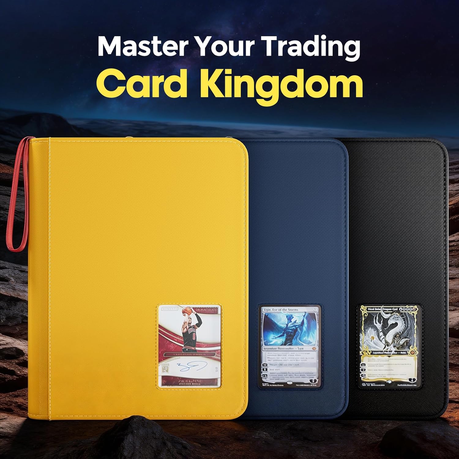 Thumbnail 6 de ProCase Sammelkarten Album mit Fenster für 144 Toploader – 4 Taschen Binder mit Trageriemen, Schwarz