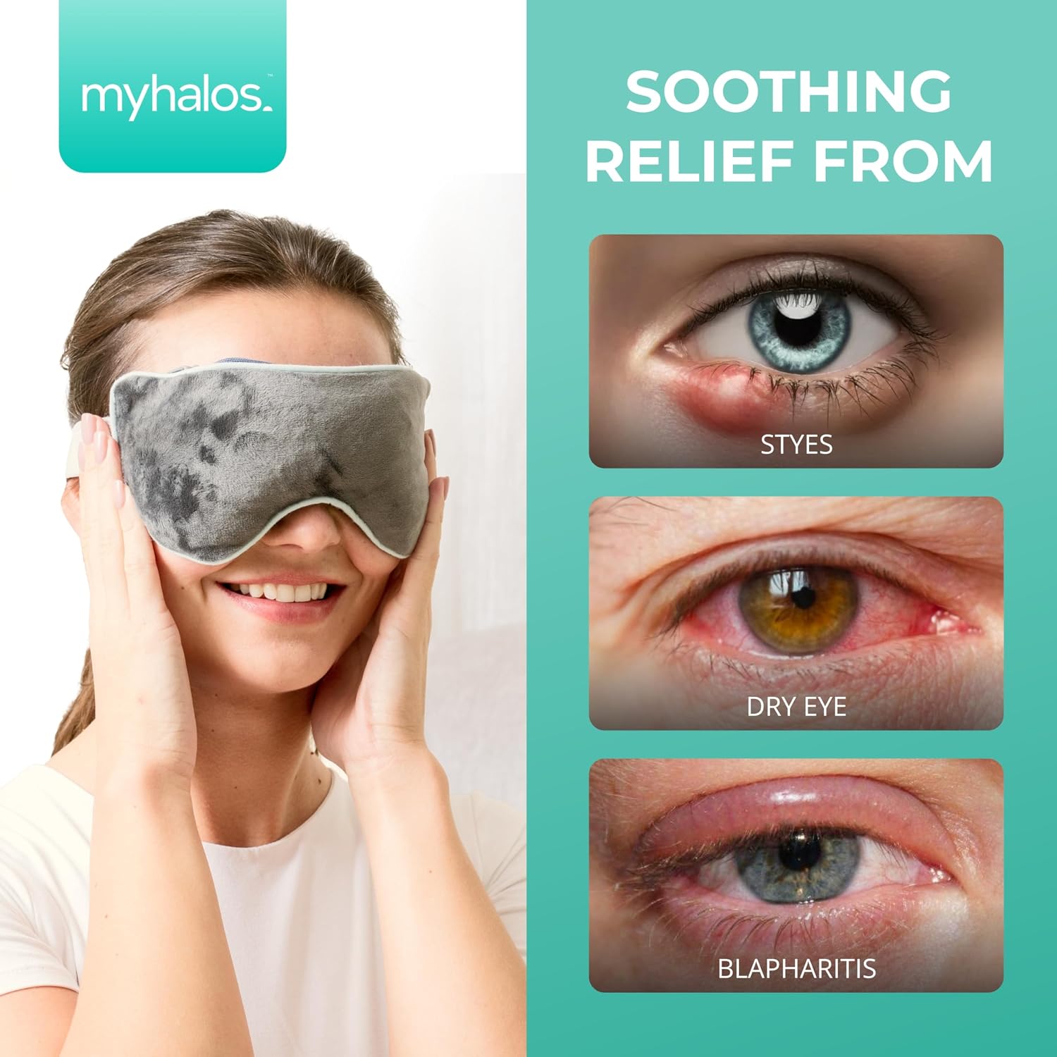 Thumbnail 2 de MyHalos Heated Eye Mask for Dry Eyes — Moist Heat Steam Compress (Microwaveable, Reusable, with Travel Pouch)