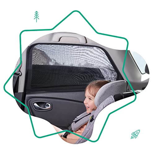 Detalle 2 de Badabulle Lot de 2 Chaussettes Pare-Soleil Voiture pour Vitres Arrières – Bloque 99% de la lumière