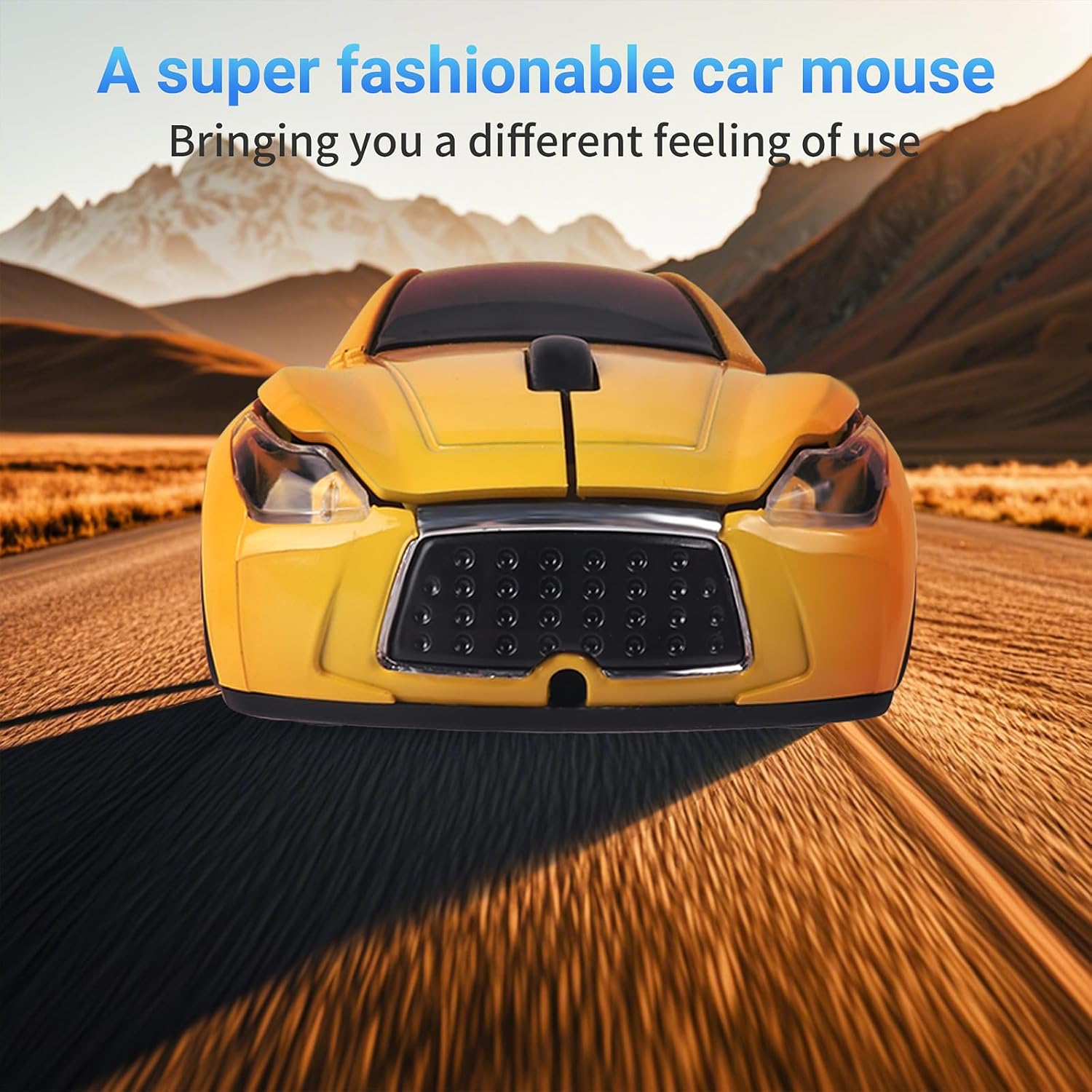 Detalle de elec Space Wireless Mini Mouse, Yellow Sports Car Design, Case, 10m Range