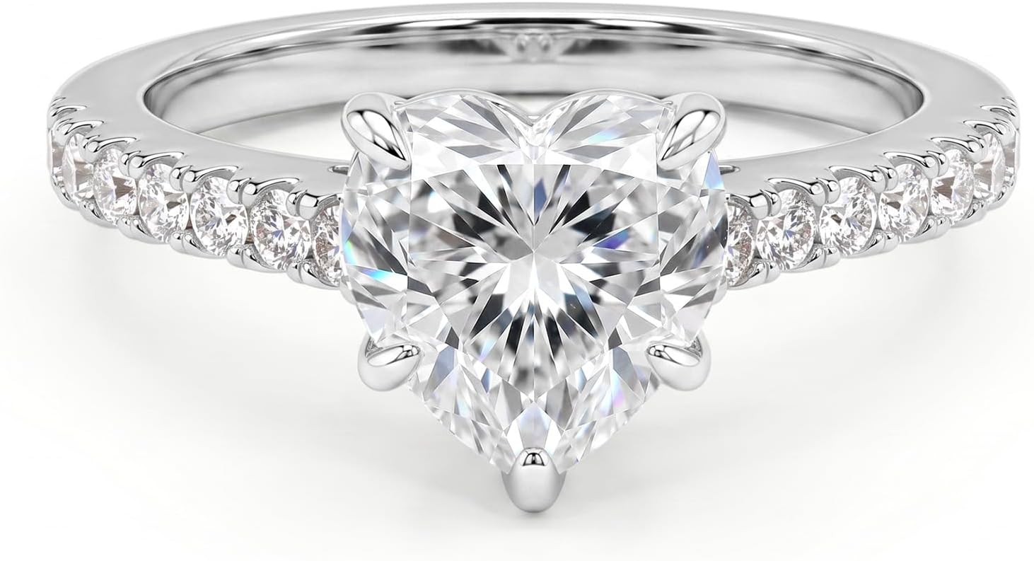 Detalle de MystiqueMark Heart-Cut Moissanite Ring, Sizes 5–10