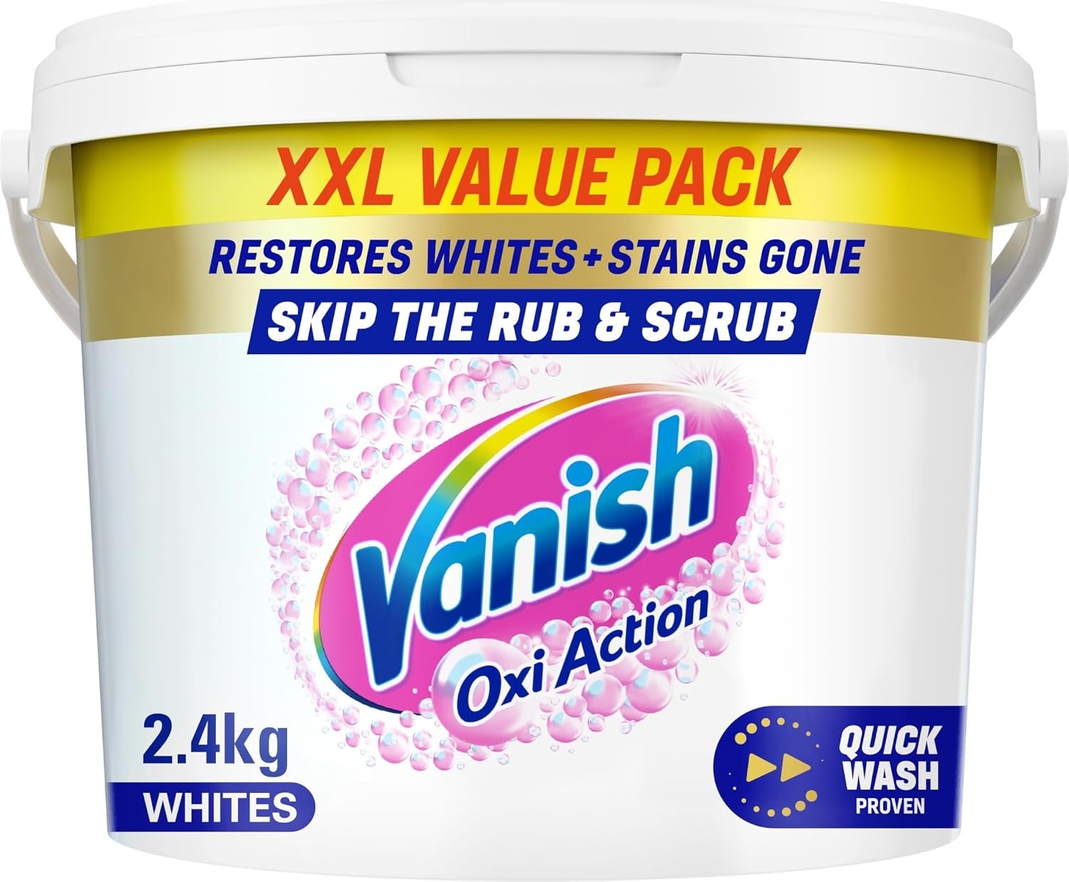 Detalle de Vanish Gold Crystal White Stain Remover Powder, 2.4kg — Oxi Action for Quick Wash