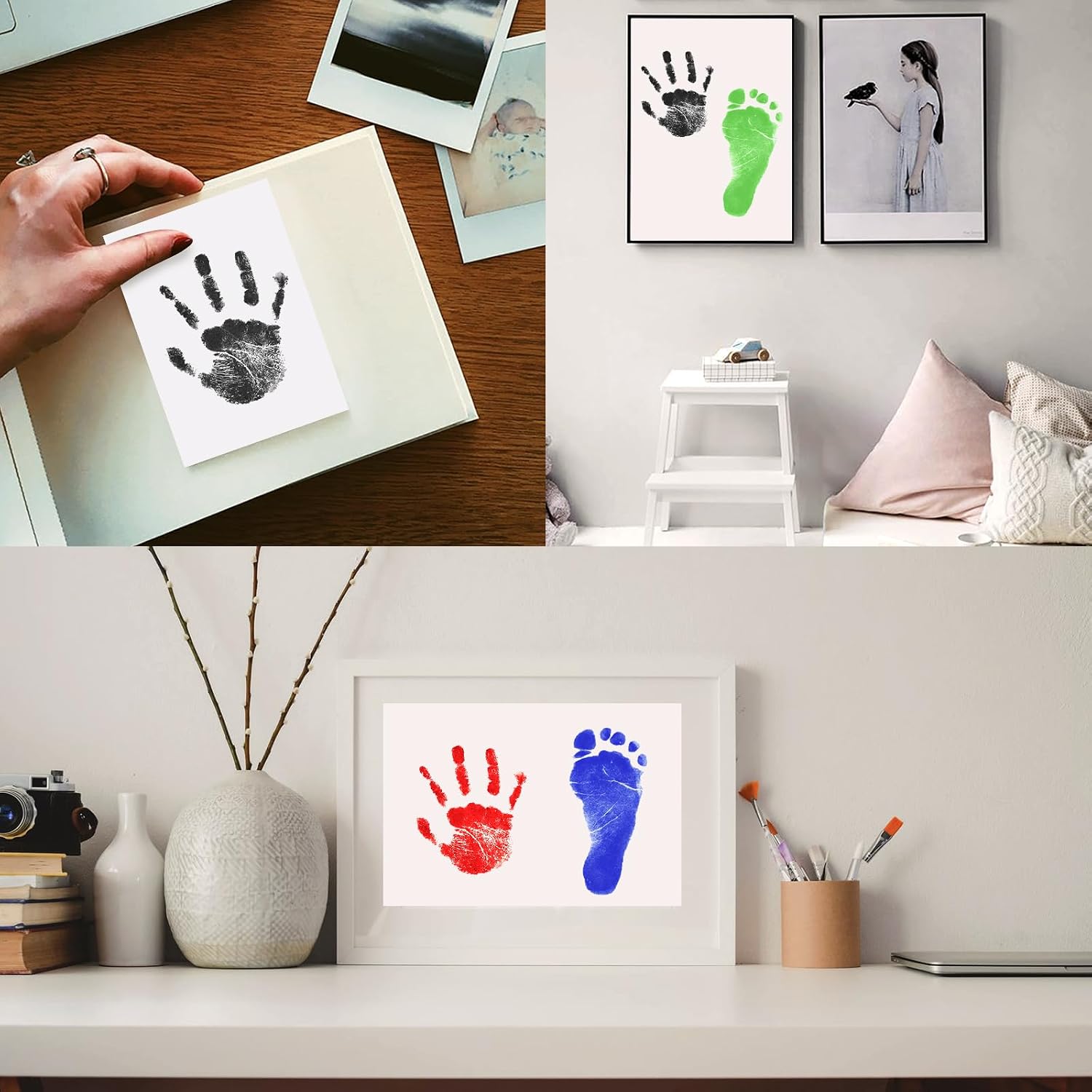 Thumbnail 6 de Baby-Fußabdruck & Handabdruck-Set (4 Stempelkissen) für Baby Shower – 0–6 Monate, inkl. Karten