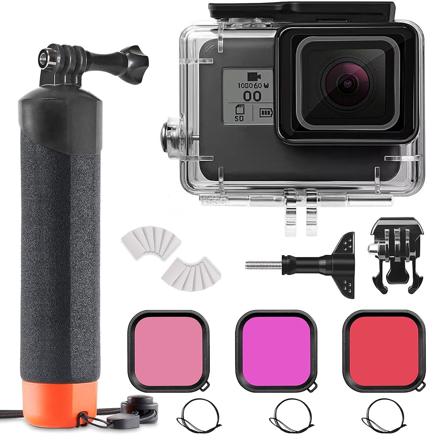 Thumbnail 5 de FitStill 60M/196FT Underwater Waterproof Case for Go Pro Hero 8 Black with 3 Dive Filters, Floating Handle & Accessory Kit