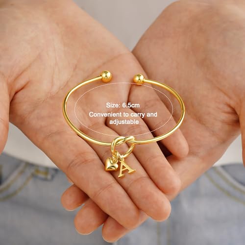 Detalle 1 de TINGN Bracelet cœur avec initiales – Bracelet nœud d'amour plaqué or 14k, ajustable