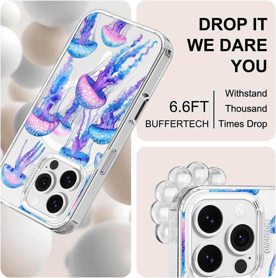 Thumbnail 4 de MOSNOVO iPhone 16 Pro Case with MagSafe — Mystic Jellyfish Design, Shockproof Military-Grade Protection
