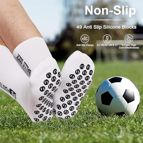 Detalle 1 de AVABEST calcetines deportivos antideslizantes, 2 pares, blancos, talla 39-46