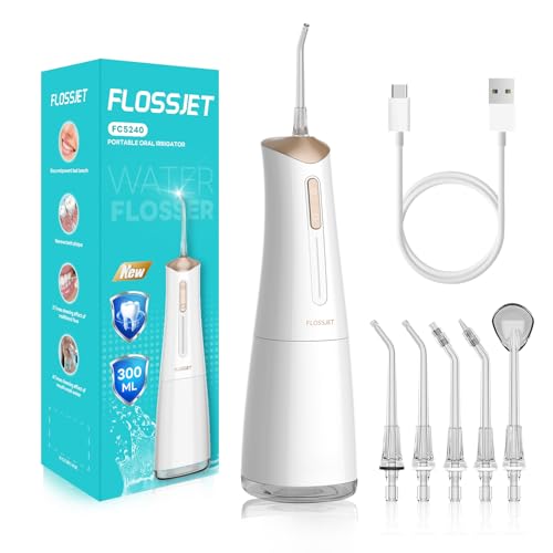 Detalle de FlossJet, hydropulseur dentaire sans fil à 4 modes, réservoir 300 ml et IPX7