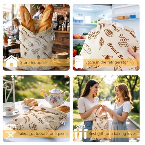 Thumbnail 6 de Bienenwachs Brotbeutel, 2 Stück – Wiederverwendbare Leinenbeutel 43×33 cm von AirBanish