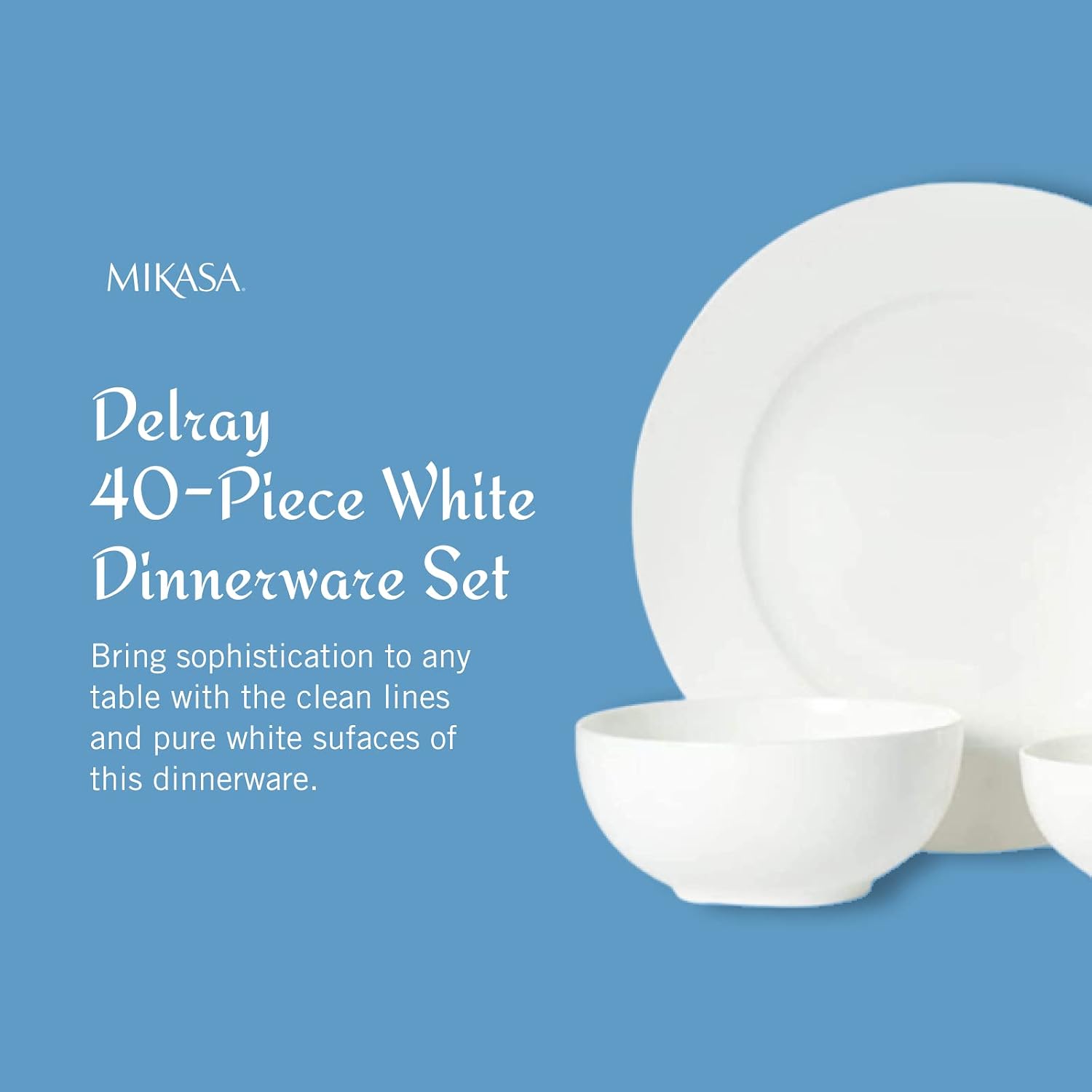 Detalle 2 de Mikasa Delray 40-Piece Bone China Dinnerware Set (White) for 8